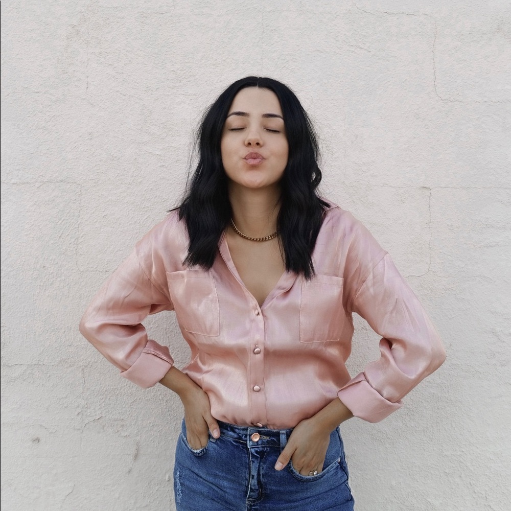 Nasty Gal pink button up